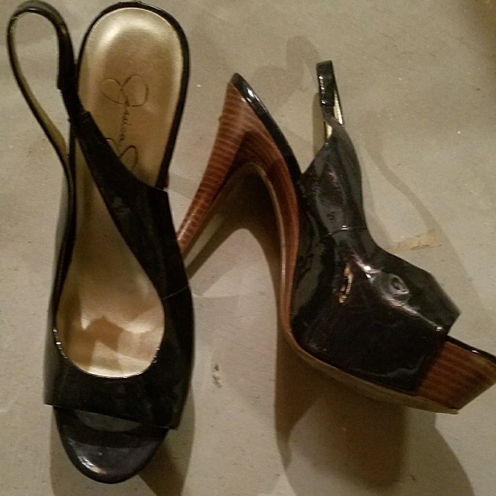 Jessica Simpson slang back blue heels